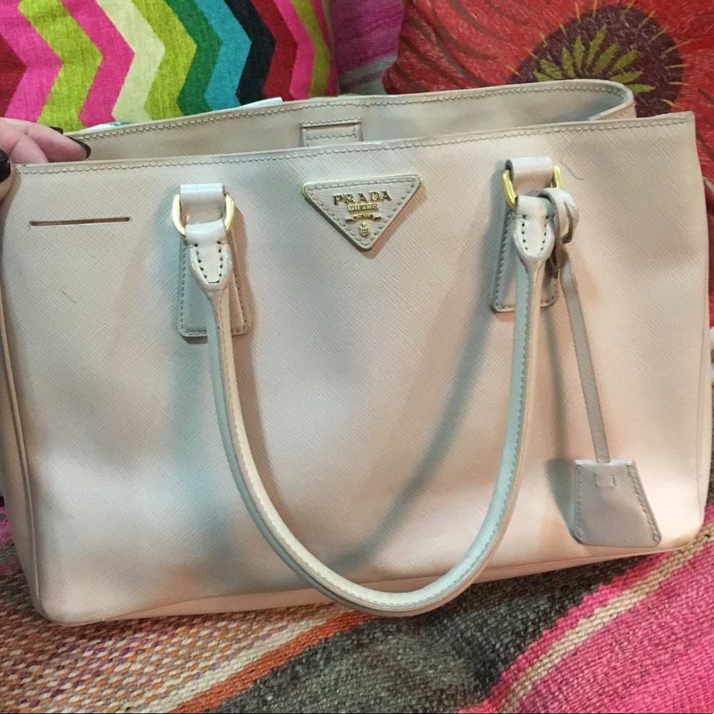 Prada Saffiano medium double zip leather bag